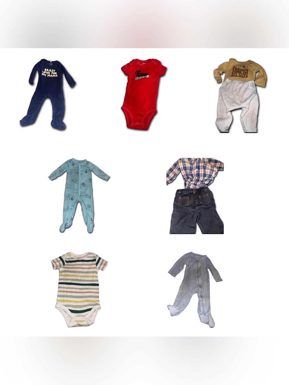 9 Piece Bundle Carter's Disney Baby Pajamas Onesies 9 months Jeans